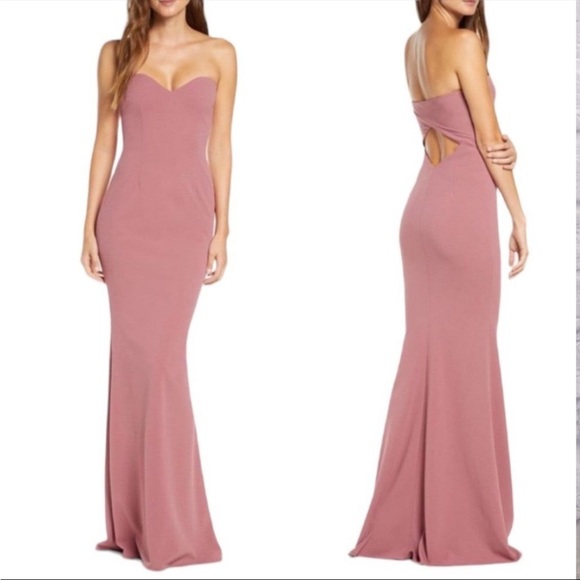 NWT Katie May Mulberry Myra Strapless Back Cut Out Maxi Dress Medium Reg. $295 - Picture 1 of 10